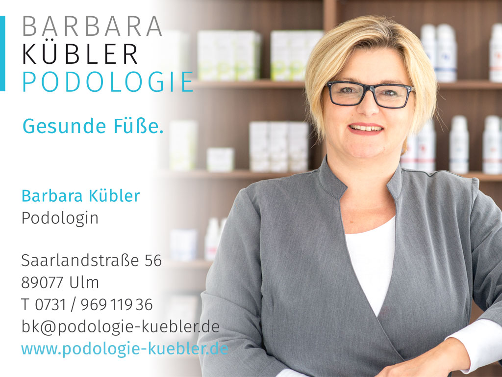 Praxis für medizinische Fußgesundheit in ULm. Barbara Kübler, Podologin.